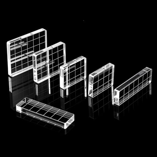 6 Pcs Acrylic Stamp Block Set, Clear Stamp Block Tools with Grid Lines for Crafting, 4 Sizes Acrylics Stamping Blocks, Acrylic Blocks for Stamping, Jewelry Display, Product Photography