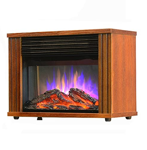 Decorative Fireplace Electric Fireplace Heater with 3D Flame Effect, Vintage Wood Frame, Mini Portable, Space, 900W/1800W