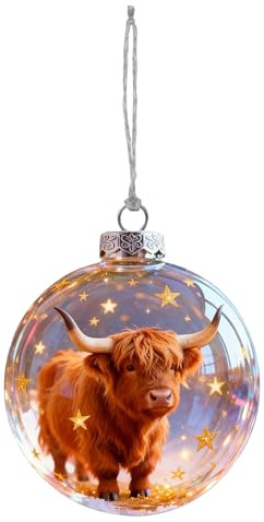Wildlife Wonders Weihnachtskugeln | Wildlife Wonders Glaskugeln Christbaumschmuck | Vintage Highland Kuh Christbaumschmuck | Gläser Tiere Kollektion Deko