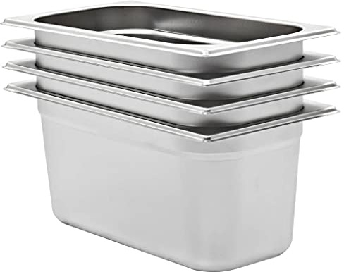 Contenitori Gastronorm 4 pz GN 1/3 150 mm in Acciaio Inox,Casa e Giardino,Cucina e pranzo,Accessori strumenti cucina,Accessori per scaldavivande a vapore,Vaschette per scaldavivande a vapore-50896