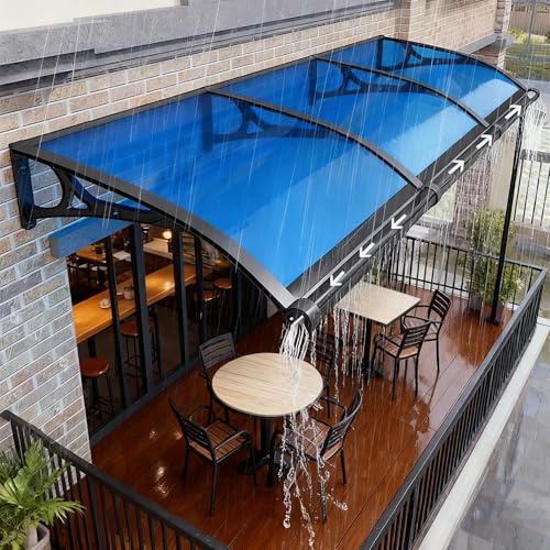 100x240cm Auvent De Porte Extérieure, Errtsdb Auvent De Véranda avec Support en Aluminium, Drainage des Deux Côtés, Toit Marquise en Polycarbonate pour Protection UV, Pluie Et Neige