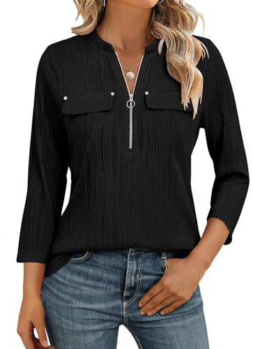 Gemulate Blouses Summer Tops for Women UK Ladies Trendy Shirts Black
