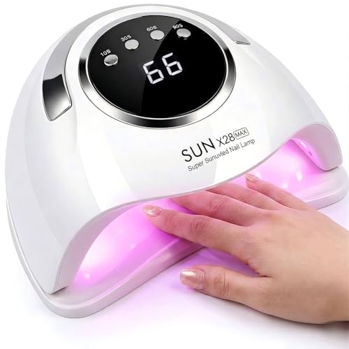 UV Lampe für Gelnägel 360 W, UV Lampe Nägel mit 4 Timer | LCD Display, UV Led Lampe für Gelnägel mit 90 Lampenperlen, Auto Sensor, Professionelle UV Lampe für Gelnägel für Heim