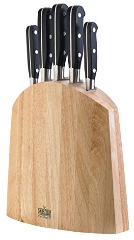 Richardson Sheffield V SABATIER Messerblock, 5-teiliges Messerset mit Block: Allzweckmesser, Küchenmesser, Kochmesser, Schinkenmesser, Brotmesser, gehärteter Klingenstahl, sehr scharf