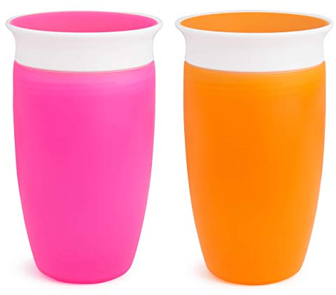 Munchkin Miracle 360 Sippy Cup, Pink/Orange, 10 Ounce, 2 Count by Munchkin
