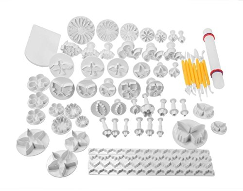 Gearmax® Set da 68 pezzi di stampini e formine per crostate, dolci, tartine, glasse, torte, argille, fondenti, pasta di zucchero, focaccine e biscotti insieme