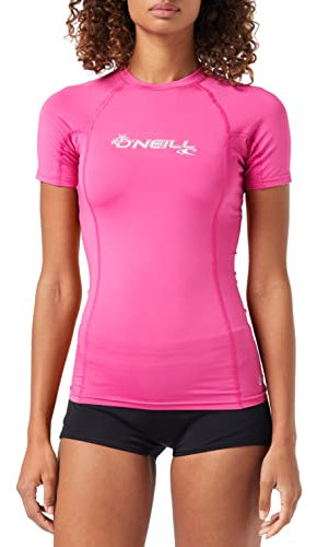 O'Neill Damen Basic Skins Short Sleeve Rash Guard Chaleco, Mujeres, Rosa, Extra-Large