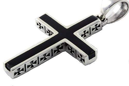 myringshop Tempelritter Kreuz Damen Herren Anhänger Templar Onyx 925 Silbe Biker