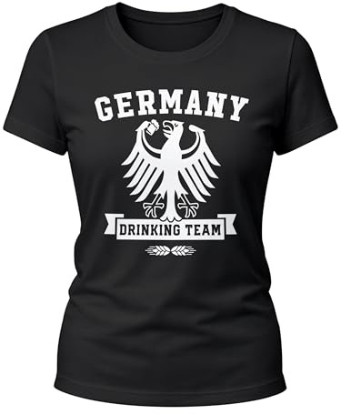 MoonWorks Lustiges Damen T-Shirt WM Deutschland Germany Drinking Team Slim Fit