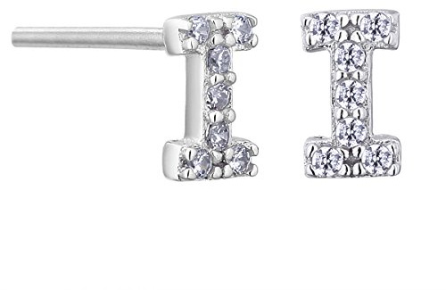 VIKI LYNN Initiale Ohrringen Buchstabe Alphabet Ohrstecker 925 Sterling Silber und Zirkonia für Mädchen Frauen