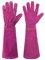 HANDLANDY Ladies Leather Gardening Gloves, Thorn Proof Long Gauntlet Garden Glove, Elbow Length Rose Pruning Gloves (Medium, Rosy)