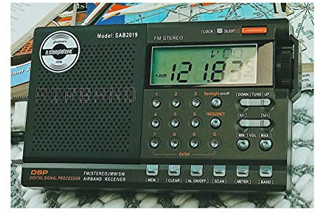 Steepletone SAB2019 Airband Radio Receiver, Airband, Shortwave, FM Radio (Radio + Batteries + Earphone + Mains Power Adapter)