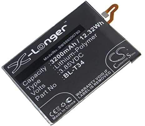 vhbw Batterie Compatible avec LG V30, V30+, V300K, V300L, V300S, US998R, US998U, V300KW, V300LW Smartphone (3200mAh, 3,85V, Li-polymère)