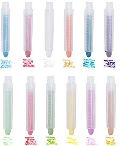 YJZQ Staubfreie Kreide, 6/12 Set, für Kinder, 4. Kreide, Marker, robust, mit Kreidehalter, einziehbar, bunt, kein Puder, für Schule, Büro, Haus (mehrfarbig B)