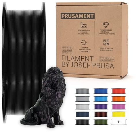 Prusament 3D-Drucker Premium Filament PLA Jet Black 1,75 mm – 1kg Spule | Hochpräzision ±0,02 mm – Einfach zu drucken – Warping-arm – Verwicklungsfrei – Ideal für Anfänger & Profis