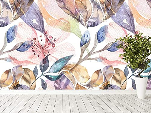 Oedim Tapete mit Blumen, Aquarell, mit Textur, Dekoration für Zimmer, Wanddekoration