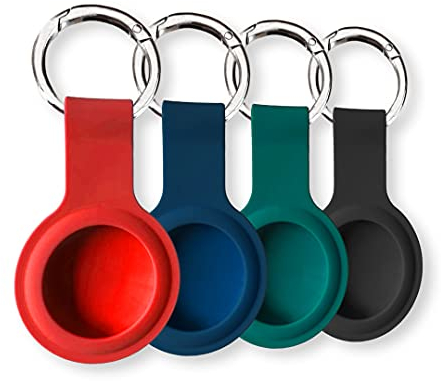 LANNYS Airtags Schlüsselanhänger, Airtags Hülle aus Silikon + Karabiner für die Handtasche/Hund/Katze, Anhänger für Apple Key Finder, Tracker, Schlüsselring, Schlüsselfinder (4er Pack Bunt)