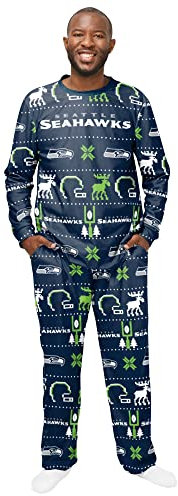 FOCO NFL Winter Xmas Pyjama Schlafanzug - Seattle Seahawks - XXL
