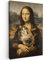 MuchoWow Leinwand Bilder, Einzigartige Wanddeko mit Rahmen, Mona Lisa - Katze - Leonardo da Vinci - Vintage - Kunstwerk - Alte Meister - Gemälde, Wandbilder Wohnzimmer, Deko Schlafzimmer 60x90 cm