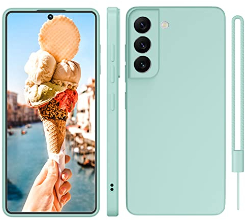 ORDA Hülle für Samsung Galaxy S21 FE Silikon Case, Hanyhülle für Samsung S21 FE Case Dünn Straight Edge, Kameraschutz und Bildschirmschutz, Kratzfeste Hülle für Samsung Galaxy S21 FE Mint Grün