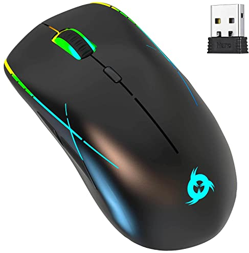 KLIM Ace - Souris Gamer sans Fil RGB + NOUVEAUTÉ + Rechargeable + Capteur Haute Précision et Effets RGB Uniques + 8 Boutons Personnalisables + Ambidextre + Mode Filaire et sans Fil PC Mac PS4 PS5