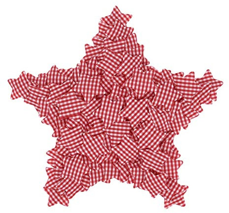 Easnea Karierter Stoff Weihnachtsstern Gingham Kariert Stern Applikationen Valentinstag Büffel Plaid Ornament Valentinstag Baum Dekoration Stern Karo Hängende Ornament