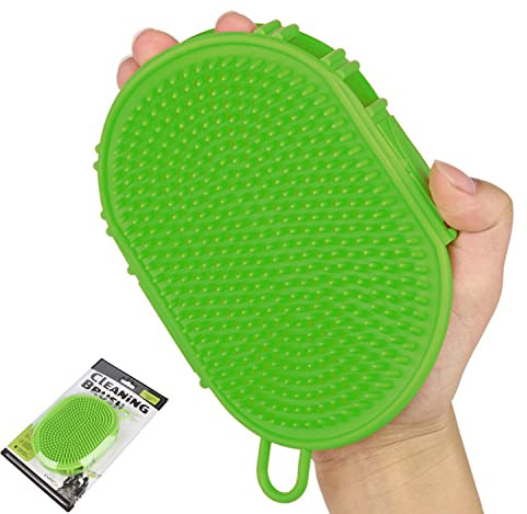 YUDOTE Pet Grooming Shampoo Brush,Soothing Massage Rubber Bristles Curry Comb,Bath Gloves for Dogs and Cats Easy Washing,Green