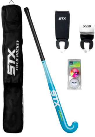 STX Field Hockey Start Pack - Junior with 36 Stick, Shin Guards, Bag & Balls, Black/Teal (FH 962 BE/36)