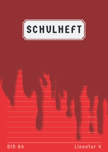 Schulheft A4 Lineatur 4: 4 Klasse Schreibheft Liniert Ohne Rand 50 Blatt | Rot
