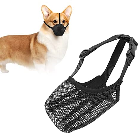 Maulkorb für Hunde, FWLWTWSS Maulkorb Hund mit Abgerundetem Mesh und Verstellbare Schlaufe, Hunde Maulkorb für Kleine Mittlere und Große Hunde Verhindert Das Beißen, Kauen Und Bellen(S)