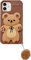 SGVAHY Schutzhülle für iPhone 14, niedlicher Teddybär, Cartoon-Handyhülle mit Schlüsselanhänger, stoßdämpfend, leicht, Silikon, Stoßfänger, für Damen und Mädchen, Bär, brauner Haarball