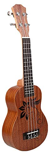 CAZARU Ukulele aus Holz, braun, gewölbte Rückseite, Ukulele, Mini-Gitarre, Geschenk, Sapele, ideal für Schulen und Anfänger