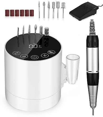 Ponceuse pour Ongles Professionnelle 35000 RPM, lime a ongle electrique, Ponceuse à Ongles, Ponceuse Ongles Electrique, Torne professionnel pour ongles avec Pédale et 6 Forets à Ongles