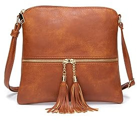 PORRASSO Mode Umhängetasche Damen Schultertasche Beuteltasche PU Handtasche für Reisen Arbeit Täglichen Gebrauch Braun