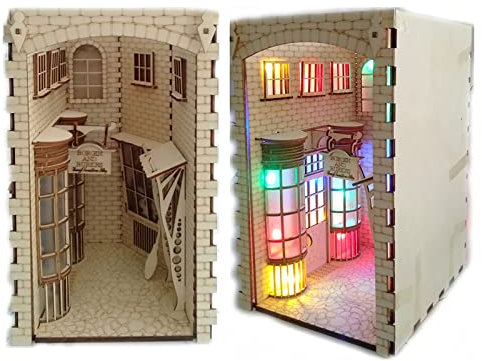 Wooden Diagon Alley Book Nook Kit Bookend Stand Bookshelf Insert DIY Decor Model Building Kit Accessories Luxury Decorative Books Ornaments Best