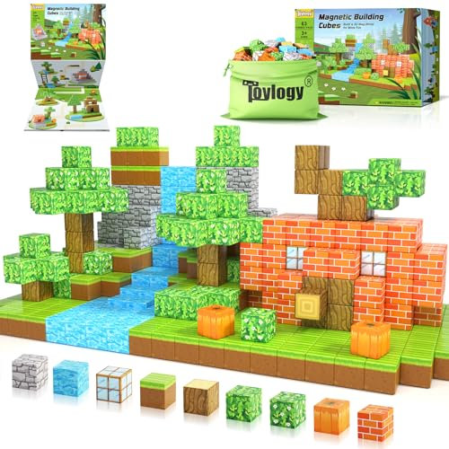 Toylogy Magnetische Bausteine - Build Mine Magnete Welt Pumpkin Edition, Magnet magnetbausteine für Jungen und Mädchen Spielzeug ab 3 Jahre, STEM Montessori Spielzeug für Kinder 3 4 5 6
