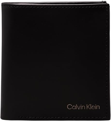 Calvin Klein Herren Geldbeutel Trifold aus Leder, Schwarz (Ck Black), Einheitsgröße