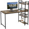 Vida Designs Brooklyn 120cm Large Computer Desk with Storage Shelves, Home Office Writing Desk Industrial Style Laptop Table (Dark Wood)