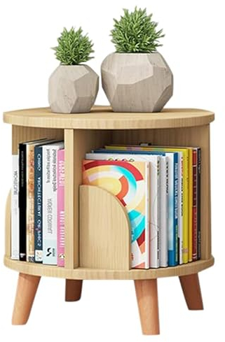 Brride Drehbares Bücherregal 360° Grad Lagerregal Standregal für Bücher, CD/DVD Aufbewahrung, Bodenstehendes Lagerregal für Kinder und Erwachsene, multifunktionales Bücherregal
