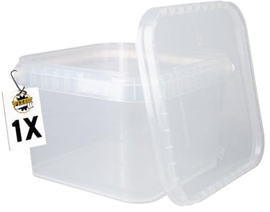 FixedByU Cubo rectangular transparente de 3 l con tapa, plástico, apto para alimentos, hermético y estable, con asa para alimentos, productos químicos, detergentes, adhesivos
