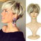 QUEENTAS Kurze Blonde Perücke Pixie Cut Geschichtetes Kurzes Haar Perücken für Frauen Synthetisches Haar mit Pony Damen Perücken UK (Braun Gemischt Blond)
