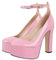 blingqueen Damen Plateau High Heels Mary Jane Schuhe Riemchen Pumps mit Blockabsatz Pink 40 EU