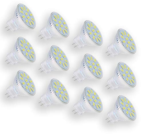 LED-Glühbirne, 12er-Pack MR11-LED-Glühbirne 5 W, Spotlight-Glühbirne äquivalent zu 50 W, GU4-Bi-Pin-Sockel, 500 lm, 12 V für Einbauleuchten und Schienenleuchtenkopf