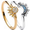 Ring Gold Silber Set, Ringe Frauen Silber 925, Himmlische Sonne Ring Gold und Mond Ring Silber Matching Rings, Sun and Moon Ring Set Damenring Dupes Schmuck Geschenk für Frauen Muttertag（Größe 7）