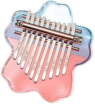 10 Keys Kalimba Cute Mini Musical Keyboard Transparent Cherry Blossoms Kalimbas Professional Fingers Piano Daumenklavier(Pink)