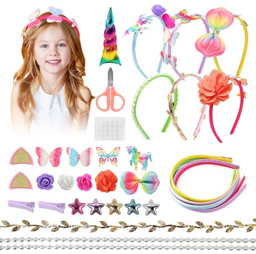 Ballery Cadeau Fille 4 5 6 7 8 9 10 11 Ans, Activites Manuelles pour Enfants 3 4 5 6 Ans, Kit de Creatif Bricolage Fabrication de Bandeaux Coiffure Cheveux Accessoire
