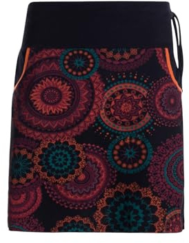 Vishes kurzer Damen-Rock mit Mandalas I Handgefertigt aus 100% Baumwolle I Rock mit Taschen I Ideal für warme & kalte Monate I Nachhaltige Alternative Bekleidung