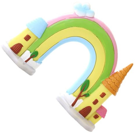 ORFOFE 1stück Regenbogen Schloss Skulptur Aus Harz Für Geburtstagskuchen Dekoration Buntes Ornament Für Kindergeburtstage Grün Gelb