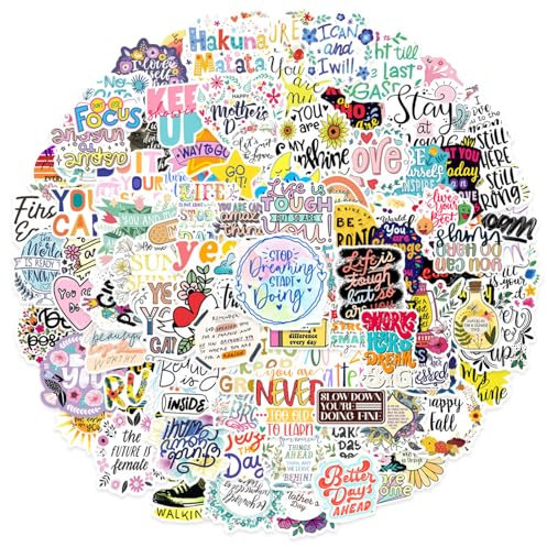 100 PCS Motivational Stickers for Children, Positive Quote Stickers, Cool Wall Sticker, Waterproof Bookish Sticker for Scrapbooking Journal Teens Students Girls Adults Water Bottles
