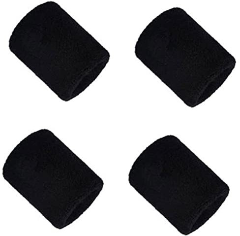 Schwarze Armbandbänder Sport Armband Fitnessstudio Laufen absorbierende Schweißbänder Baumwolle Übung Wrap für Männer Frauen 4pcs